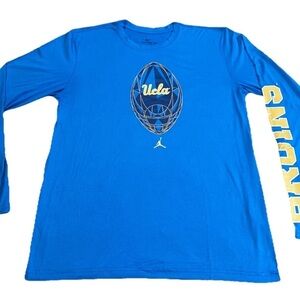 Nike Dri Fit Jordan UCLA Bruins Shirt Mens Football Blue Long Sleeve Medium